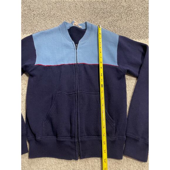 J. Crew Full Zip Sweater Boy's Size Medium Long Sleeve Colorblock Blue Pockets - Picture 3 of 10